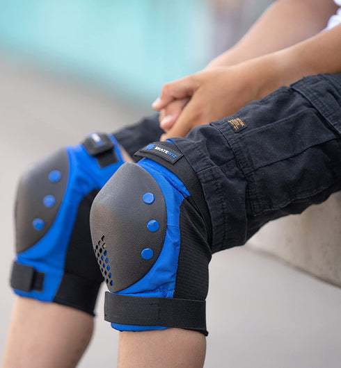 SKATEWIZ Skateboard Protective Gear Set Elbow Pads Roller Derby and Knee Pads Skating