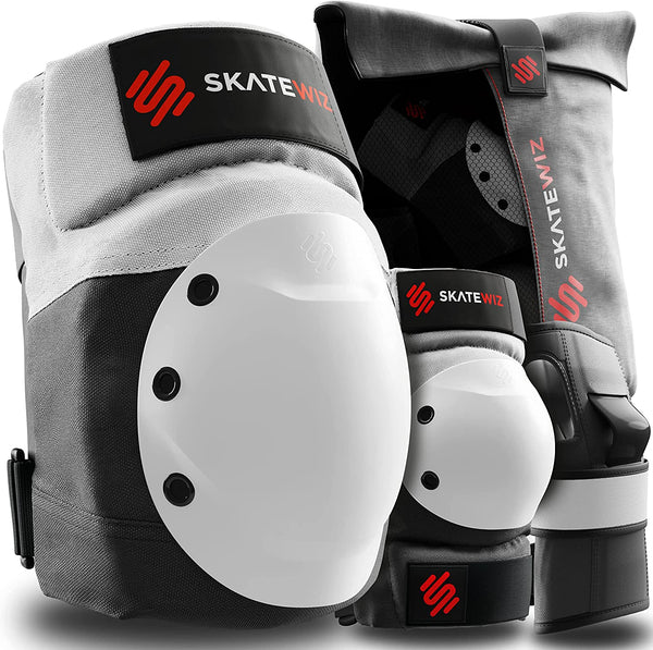 SKATEWIZ Skateboard Pads Adult [6pc] Shield Elbow Pads and Wrist Guards Protective Gear