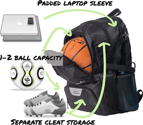 Athletico National Soccer Bag - Backpack for Soccer, Basketball & Football Includes Separate Cleat and Ball Holder