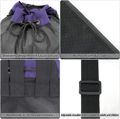 BeeGreen Beach Bag Folding Into Pouch Boxing Equipment Mesh Backpack Drawstring Backpack for Kids Swimming Pool Sports