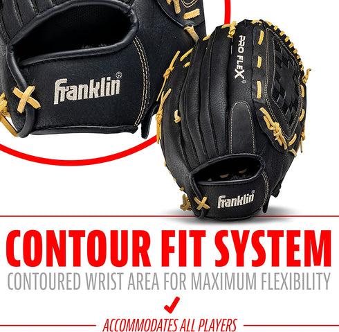 Franklin Sports ProFlex Baseball Softball Glove - Baseball + Fastpitch Softball Outfield Mitt - Left Handed Throw