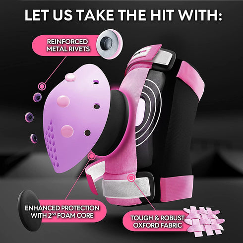 SKATEWIZ Skateboard Protective Gear Set Elbow Pads Roller Derby and Knee Pads Skating