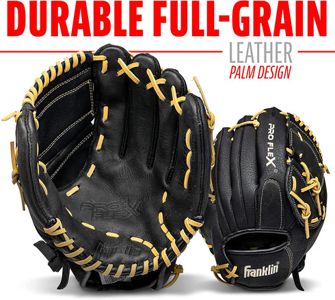 Franklin Sports ProFlex Baseball Softball Glove - Baseball + Fastpitch Softball Outfield Mitt - Left Handed Throw