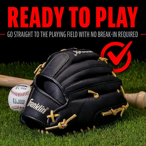 Franklin Sports ProFlex Baseball Softball Glove - Baseball + Fastpitch Softball Outfield Mitt - Left Handed Throw