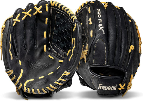 Franklin Sports ProFlex Baseball Softball Glove - Baseball + Fastpitch Softball Outfield Mitt - Left Handed Throw