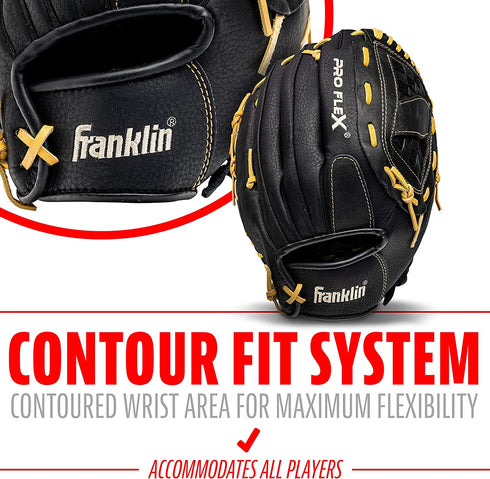 Franklin Sports ProFlex Baseball Softball Glove - Baseball + Fastpitch Softball Outfield Mitt - Left Handed Throw