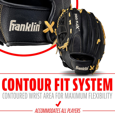 Franklin Sports ProFlex Baseball Softball Glove - Baseball + Fastpitch Softball Outfield Mitt - Left Handed Throw