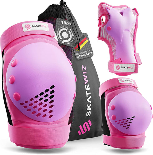 SKATEWIZ Skateboard Protective Gear Set Elbow Pads Roller Derby and Knee Pads Skating