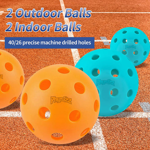 PHYSIZZ Pickleball Paddles Set of 2, Lightweight Graphite Surface Honeycomb Core Pickleball Rackets with 4 Pickleball Balls