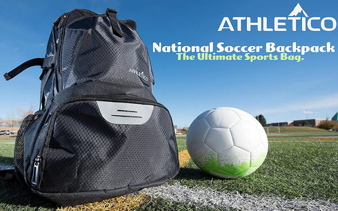 Athletico National Soccer Bag - Backpack for Soccer, Basketball & Football Includes Separate Cleat and Ball Holder
