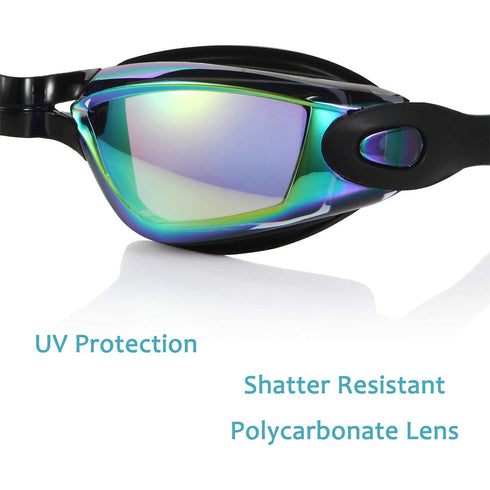 Semfri Swim Goggles Black Swimming Goggles No Leaking Full Protection Adult Men Women Youth