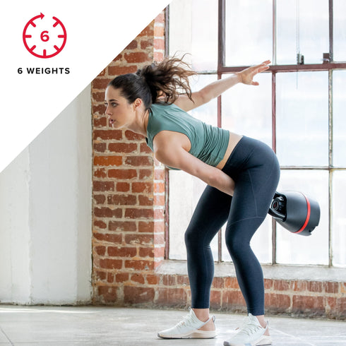 Bowflex SelectTech 840 Adjustable Kettlebell, Single, Weight Selection Dial, Adjusts 8 to 40 lb, 6 Weight Settings, 1-Year JRNY Membership Included