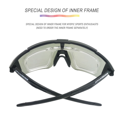UPANBIKE Bike Cycling Sunglasses Sports Sunglasses Anti-UV400 Large Size Lens TR90 Unbreakable Frame, Glossy Black Frame/Grey Lens
