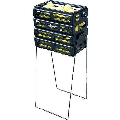 Tourna Ball Port - Tennis Ball Pickup Basket, 80 Ball Capacity, Black Color with Locking Legs and Top.