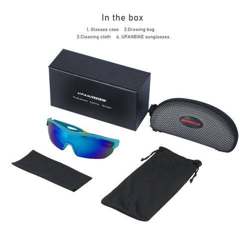 UPANBIKE Bike Cycling Sunglasses Sports Sunglasses Anti-UV400 PC Lens TR90 Unbreakable Frame Unisex Adult Goggle, Glossy White Frame/Blue Lens