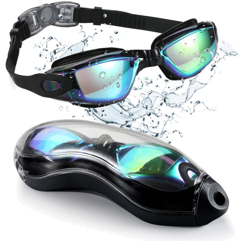 Semfri Swim Goggles Black Swimming Goggles No Leaking Full Protection Adult Men Women Youth